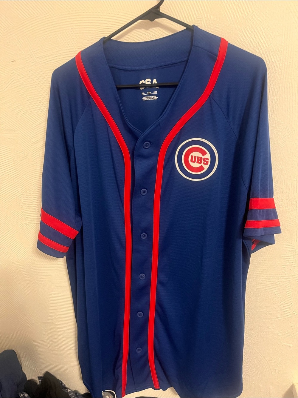 Chicago Cubs Men’s Blue and Red Baseball Jersey - Team Crest Front